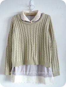 兔毛领麻花辨针织毛衣