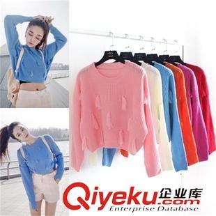 针织衫 2015韩版 学院风糖果色可爱流苏设计时尚短款针织衫上衣图片|针织衫 2015韩版 学院风糖果色可爱流苏设计时尚短款针织衫上衣产品图片由深圳市宝安区石岩菲儿雅制衣厂公司生产提供-