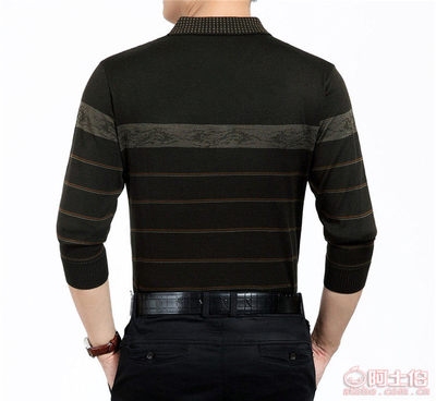 【秋款男式翻领长袖针织衫2017中年男士体恤衫爸爸打底衫厂家直销大-8730】桐乡市濮院浅琪针织制衣厂 - 产品库