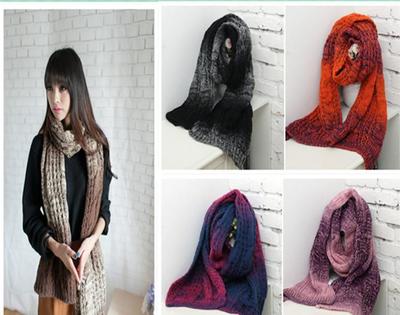 【韩国冬季宋茜同款针织粗毛线渐变色围巾情侣围脖 SC164】价格_厂家_图片