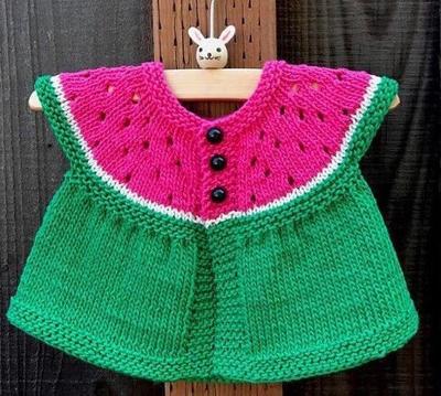 漂亮的春季婴儿开衫 从上往下片织的简单方法